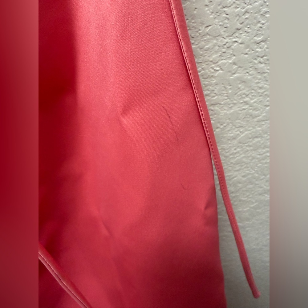 VTG 90s Y2K Dollar USA Coral Pink Satin Gown 3D Floral Beaded Halter Dress XS - Picture 4 of 15